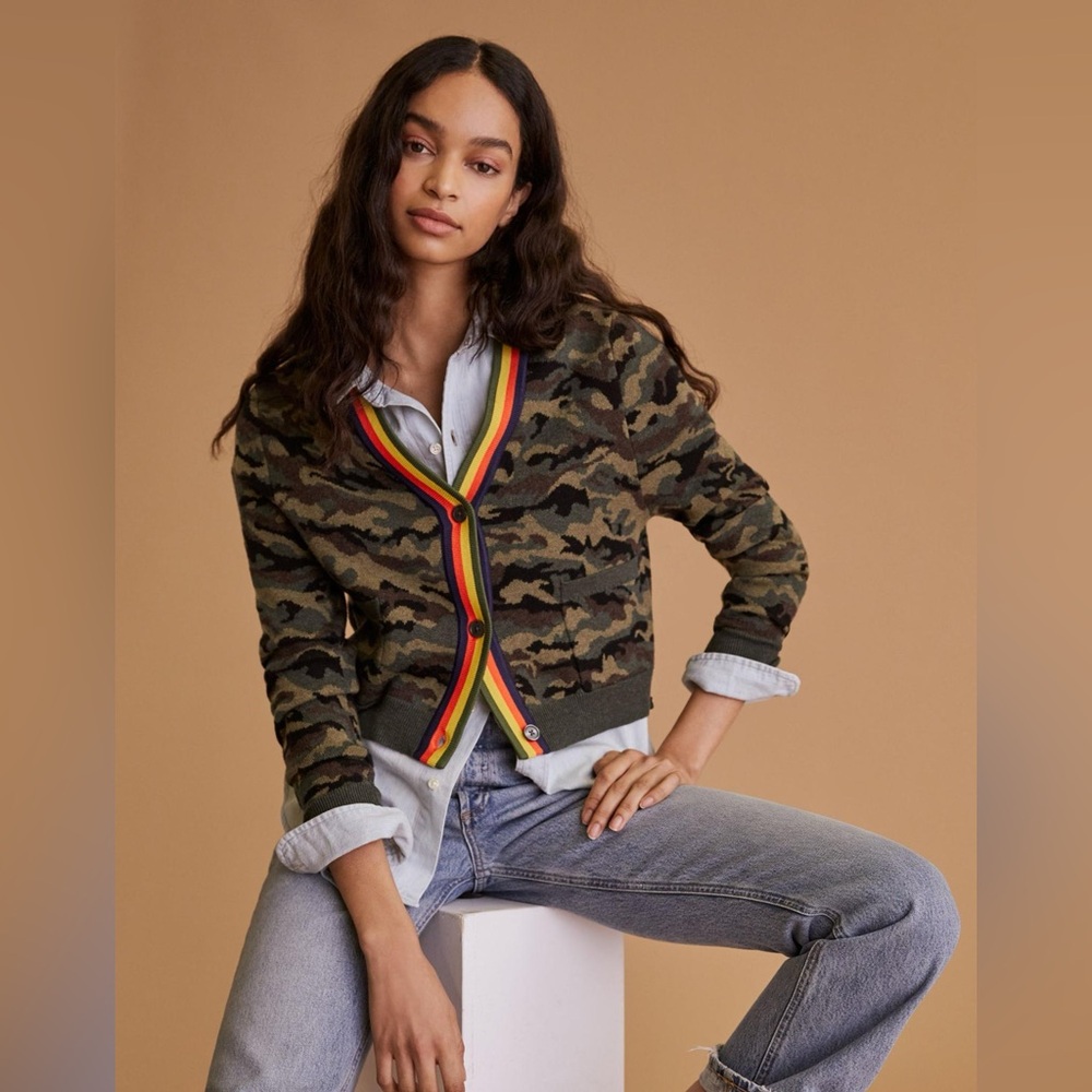 KULE Wool blend camo cardigan